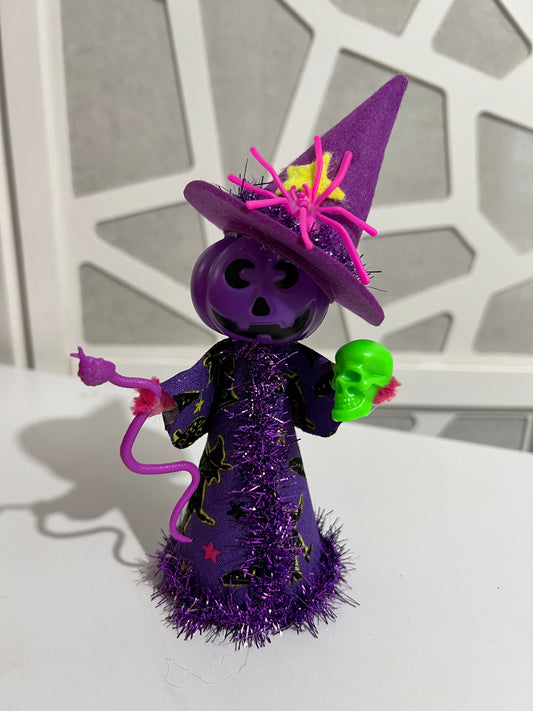 Retro Witch Doll - Purple Pumpkin head