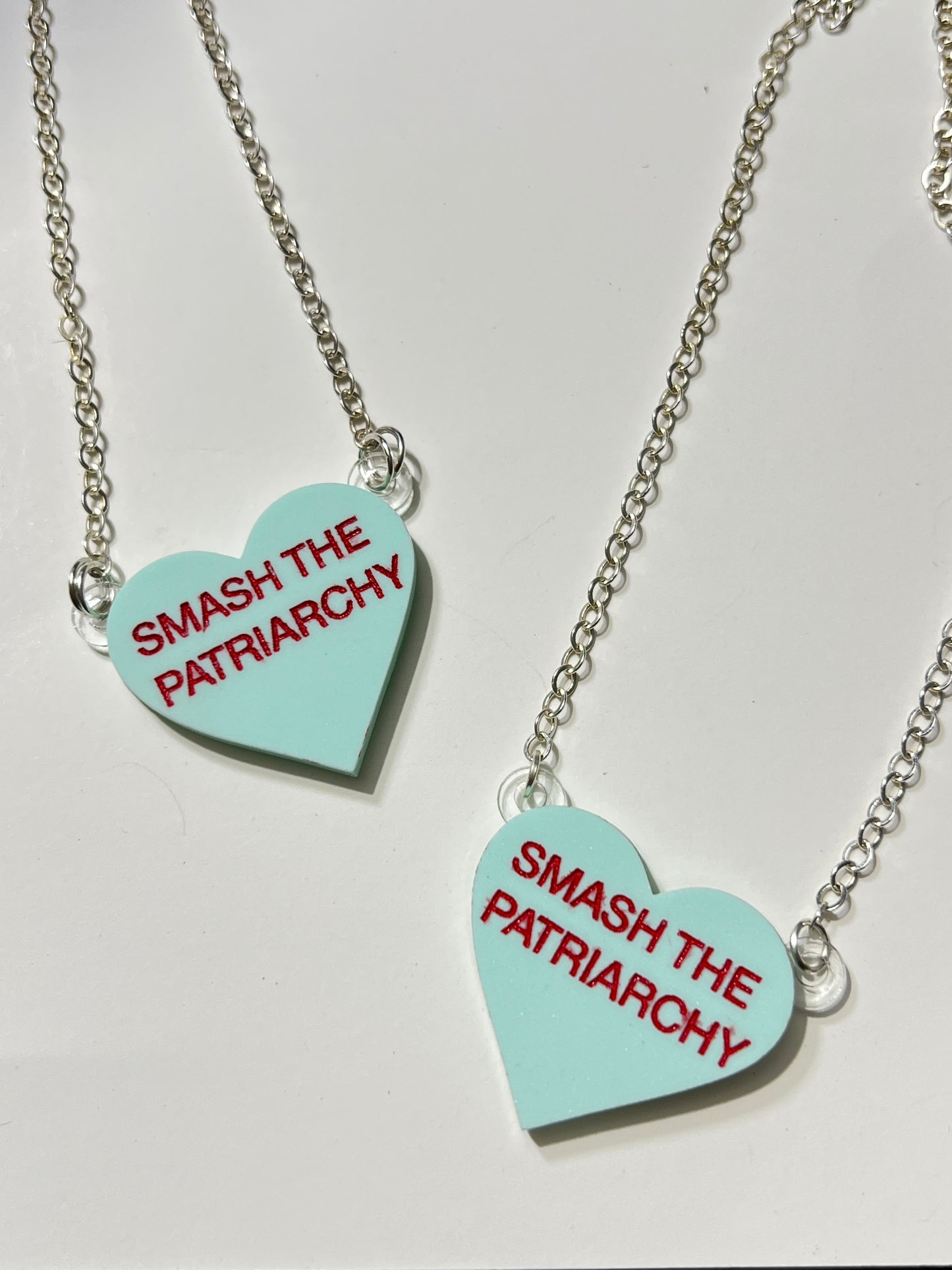 Smash the Patriarchy Feminist Candy Heart Necklace