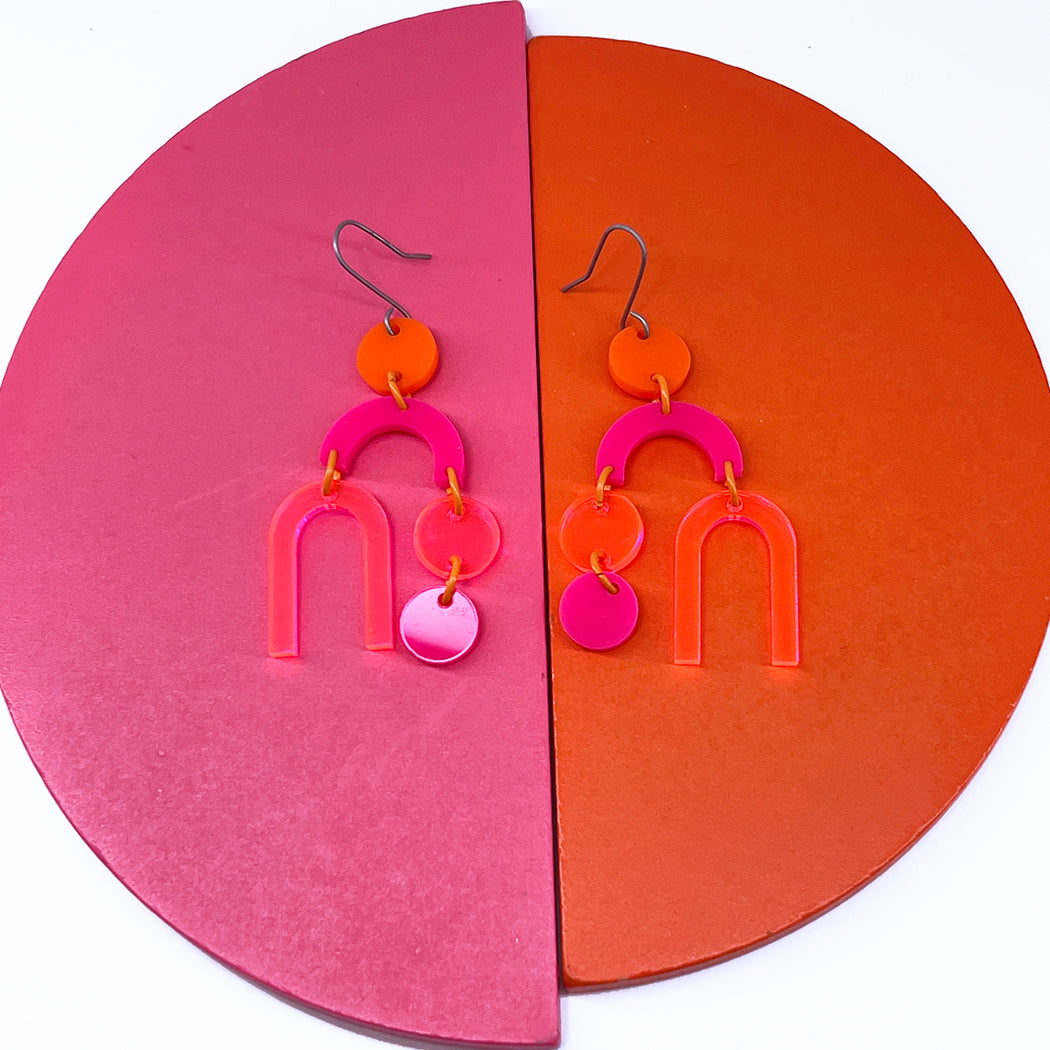 Asymetrical Mobiles Hot Pink and Orange
