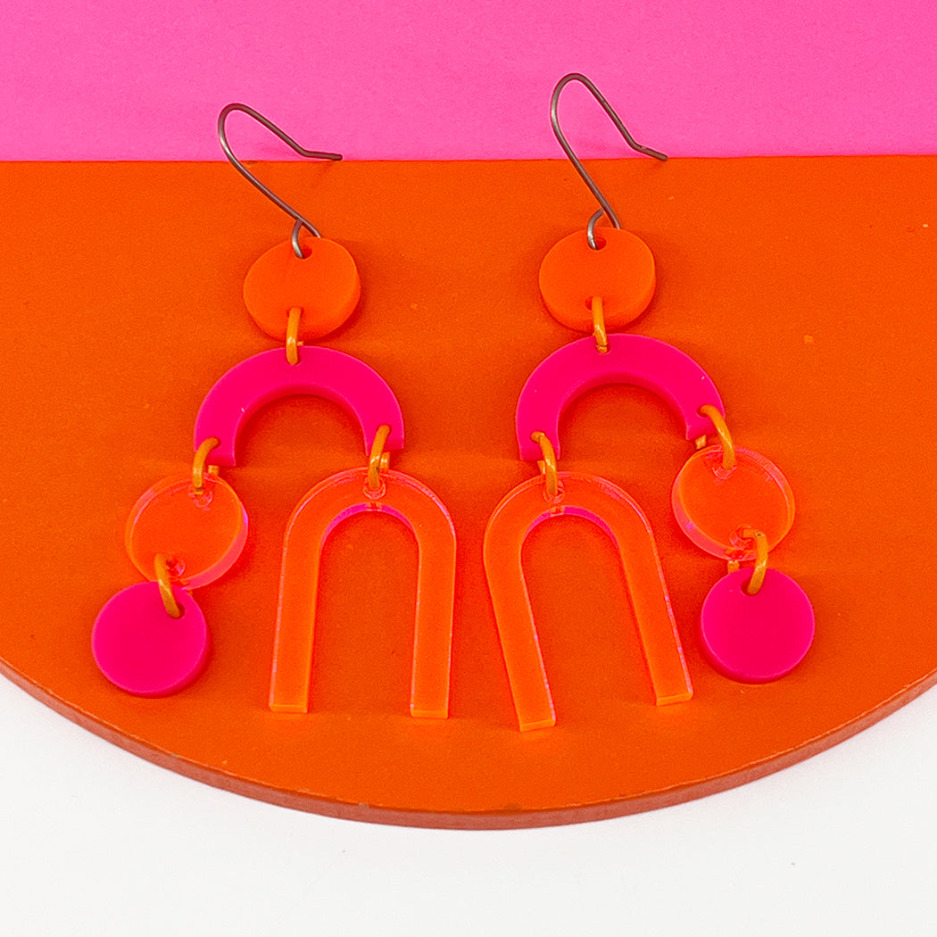 Asymetrical Mobiles Hot Pink and Orange