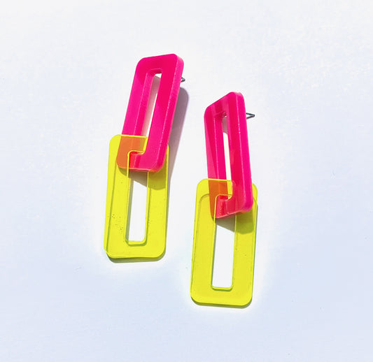 Pink and Neon Yellow mini link