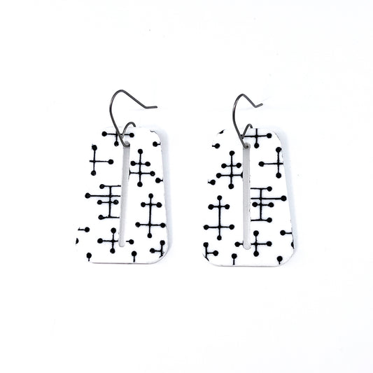 White and Black Pin Dots Earrings