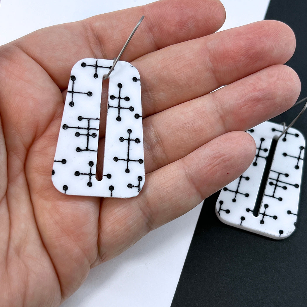 White and Black Pin Dots Earrings